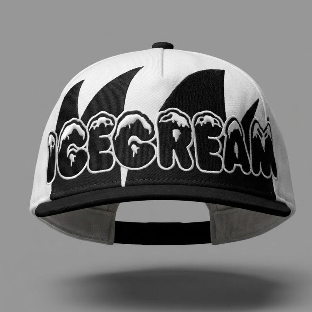 Icecream Mens OS Blokecore Streetwear Y2K Hip Hop Shark Tooth‎ Snapback Hat Cap
